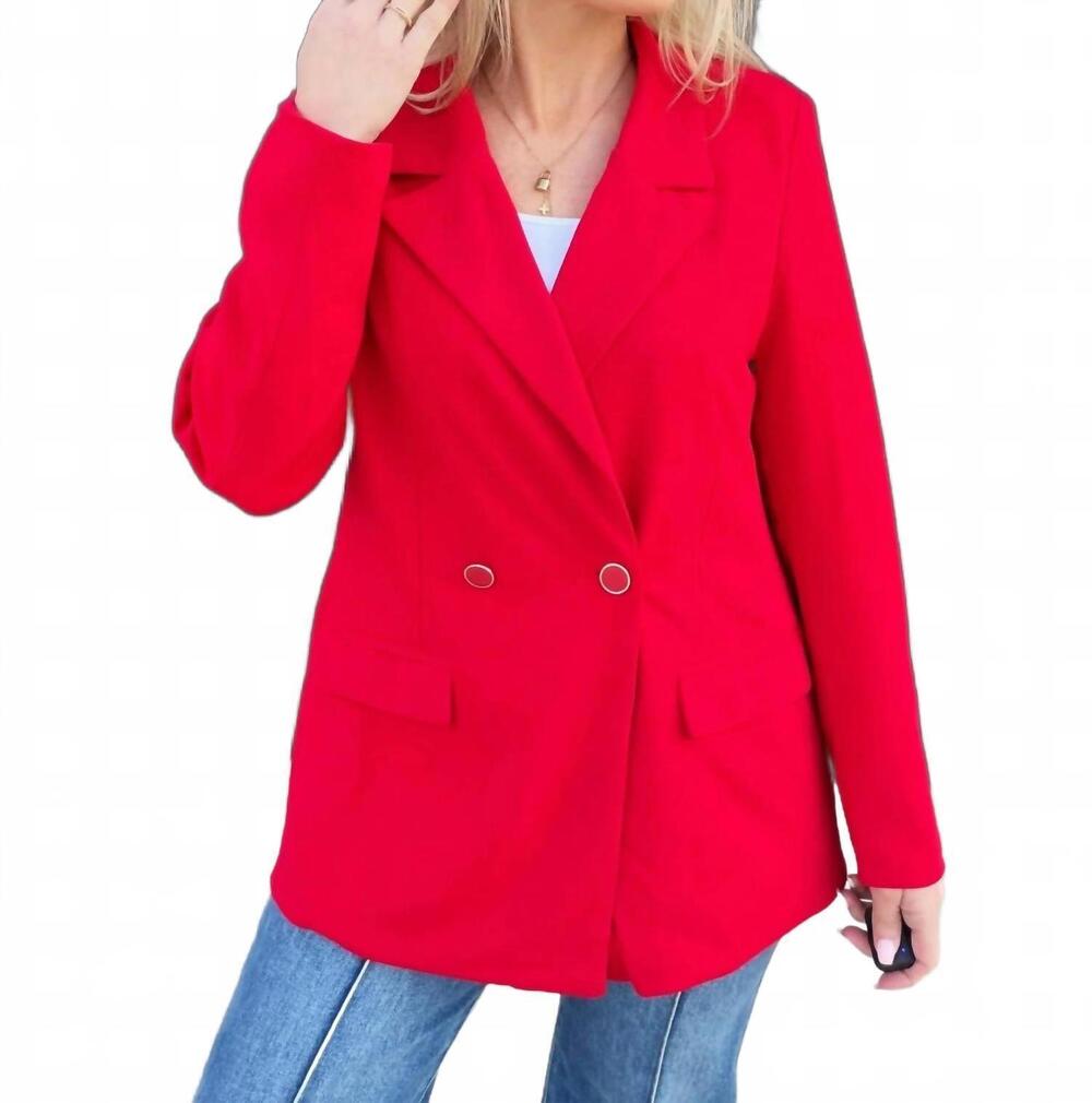 NEW 26 INTERNATIONAL crepe lined double breast blazer in red